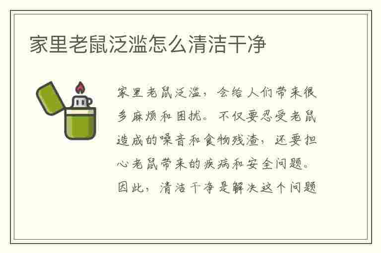 家里老鼠泛滥怎么清洁干净